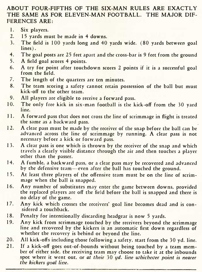 6 man football rules